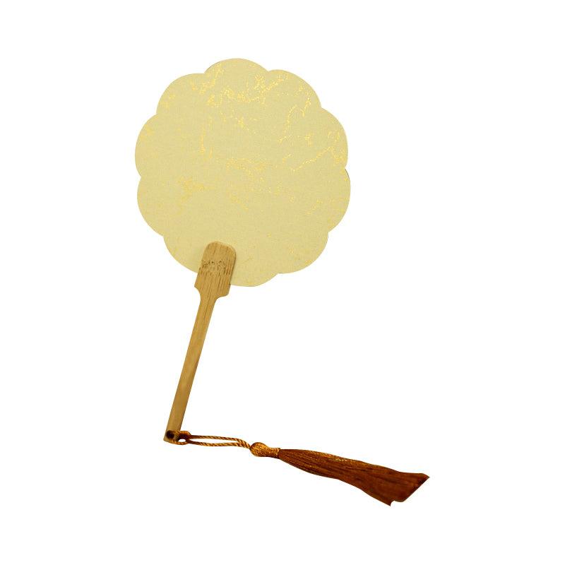 Chinese court style batik rice paper fan gold painting light yellow bright yellow modeling fan small antique paper fan fan DIY calligraphy and painting fan ancient fan calligraphy and painting creation - CHL-STORE 