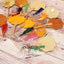 Chinese court style batik rice paper fan gold painting light yellow bright yellow modeling fan small antique paper fan fan DIY calligraphy and painting fan ancient fan calligraphy and painting creation - CHL-STORE 