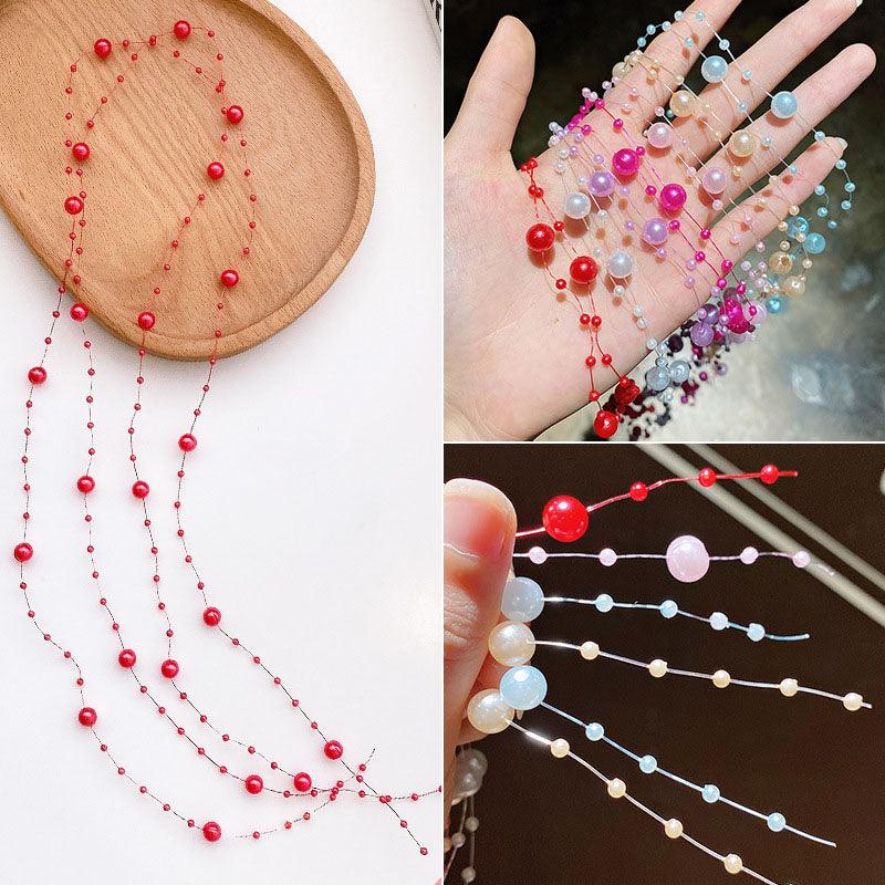 Colored flower bow Braided hair chain Pearl hair accessories chain Pearl braided tassels Braided hair band Popular items Braided hair headdress - CHL-STORE 