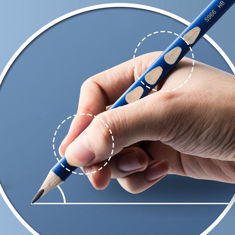 Deli Big Triangular Pole Positive Posture Practicing Words Hole Pencil Thick Rod HB / 2B Regular Type Extra Thick Type Free Exclusive Pencil Sharpener + Eraser Practice Handwriting Grip Pen - CHL-STORE 