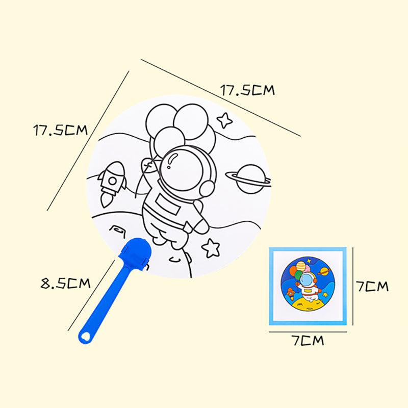 DIY Blank Cartoon Cute Hand-painted Small Fan Astronaut Model Animal Model Children's Art Hand-painted Fan - CHL-STORE 