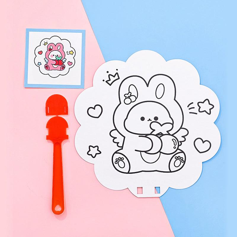 DIY Blank Cartoon Cute Hand-painted Small Fan Astronaut Model Animal Model Children's Art Hand-painted Fan - CHL-STORE 