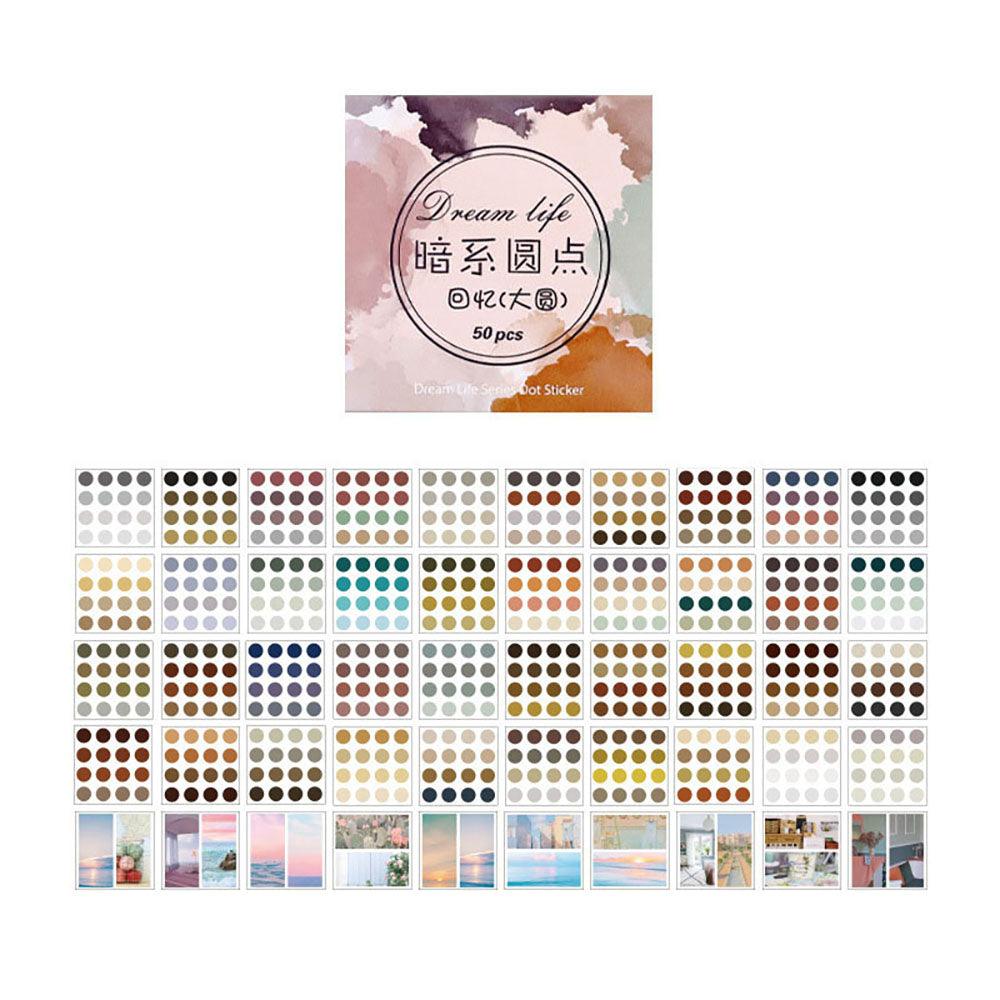 Dream Life Series Handbook sealing dots, circular sealing stickers, label stickers, simple colors, collage creativity, key marks, material DIY - CHL-STORE 