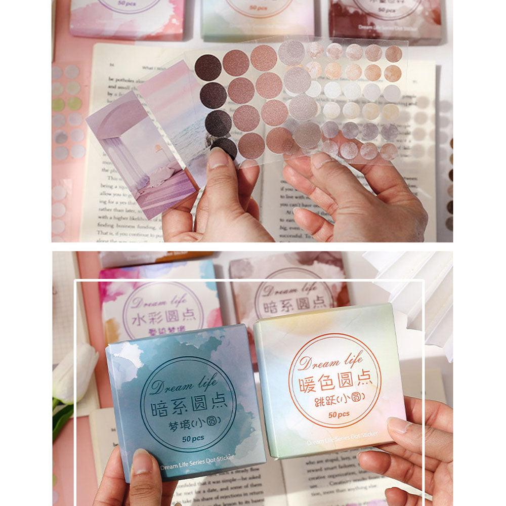 Dream Life Series Handbook sealing dots, circular sealing stickers, label stickers, simple colors, collage creativity, key marks, material DIY - CHL-STORE 