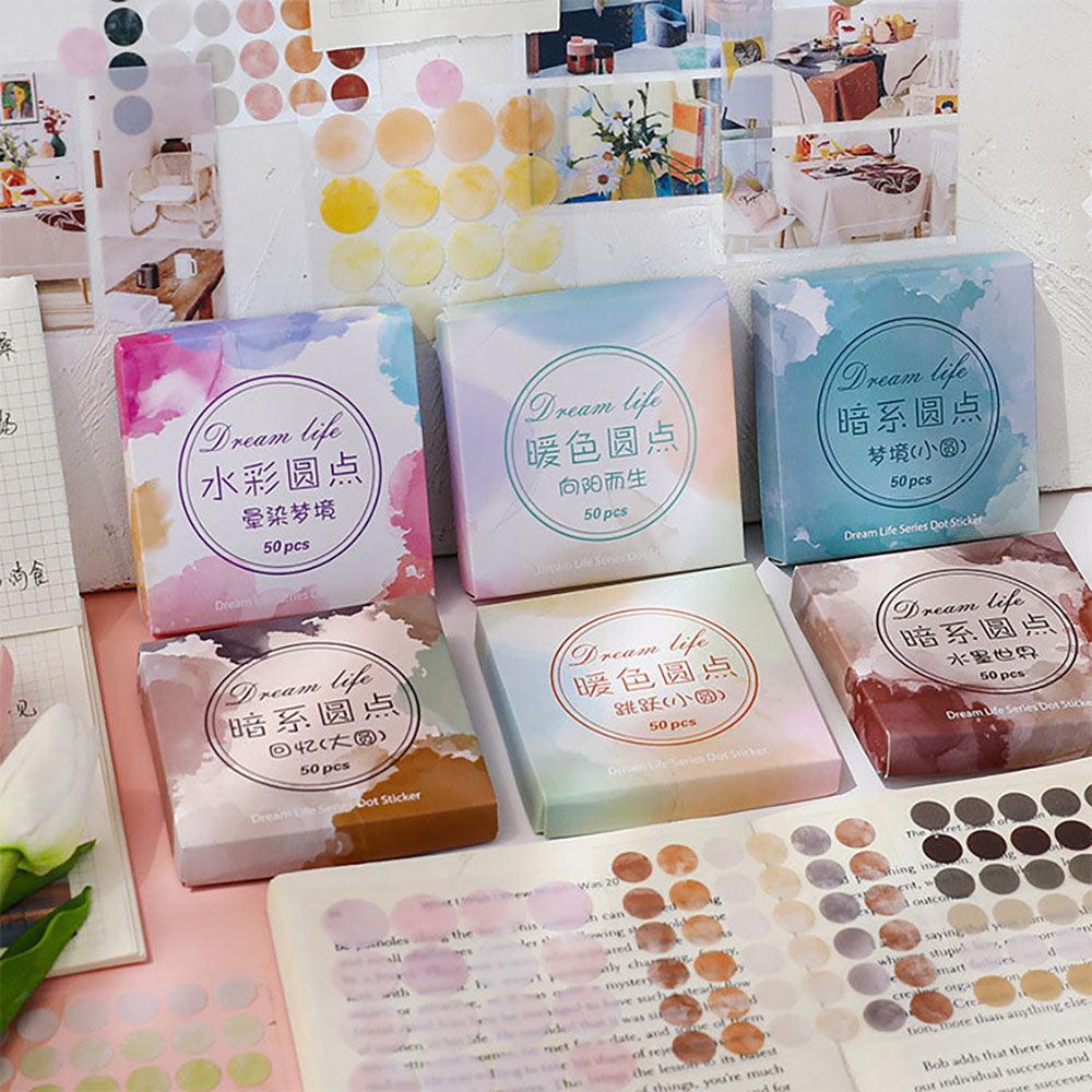Dream Life Series Handbook sealing dots, circular sealing stickers, label stickers, simple colors, collage creativity, key marks, material DIY - CHL-STORE 