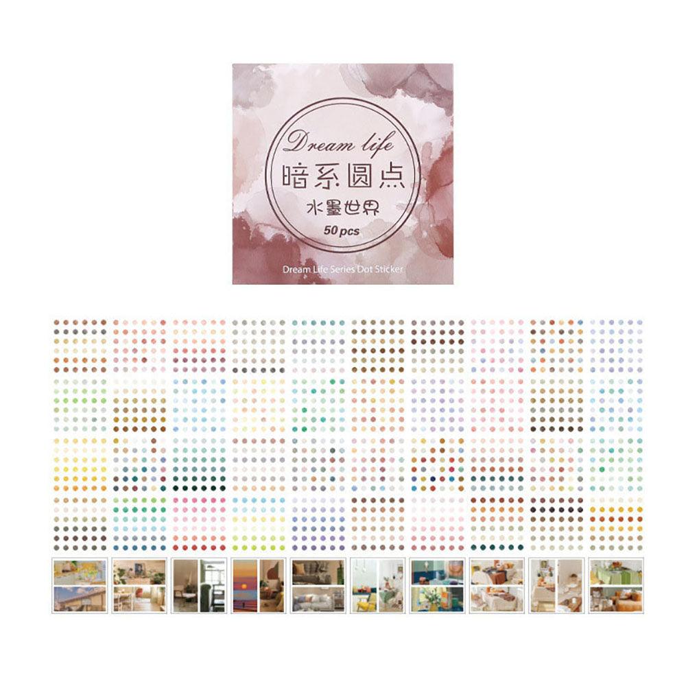Dream Life Series Handbook sealing dots, circular sealing stickers, label stickers, simple colors, collage creativity, key marks, material DIY - CHL-STORE 