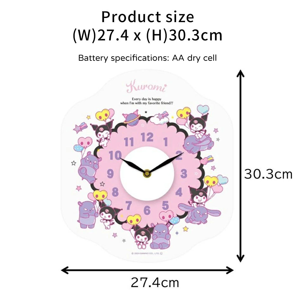 Sanrio Wall Sticker Clock Popular Character Kuromi Seamless Design
