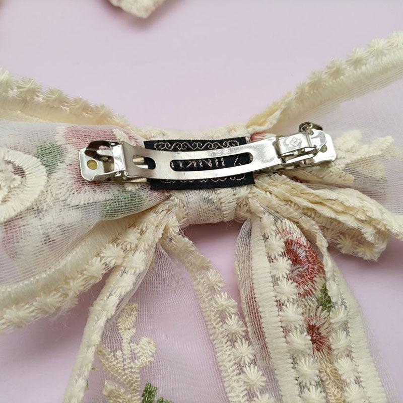 Embroidered lace, chiffon fairy, big bow ponytail spring clip, sweet bow hair clip, net beauty designation, beauty salon, fairy essential - CHL-STORE 