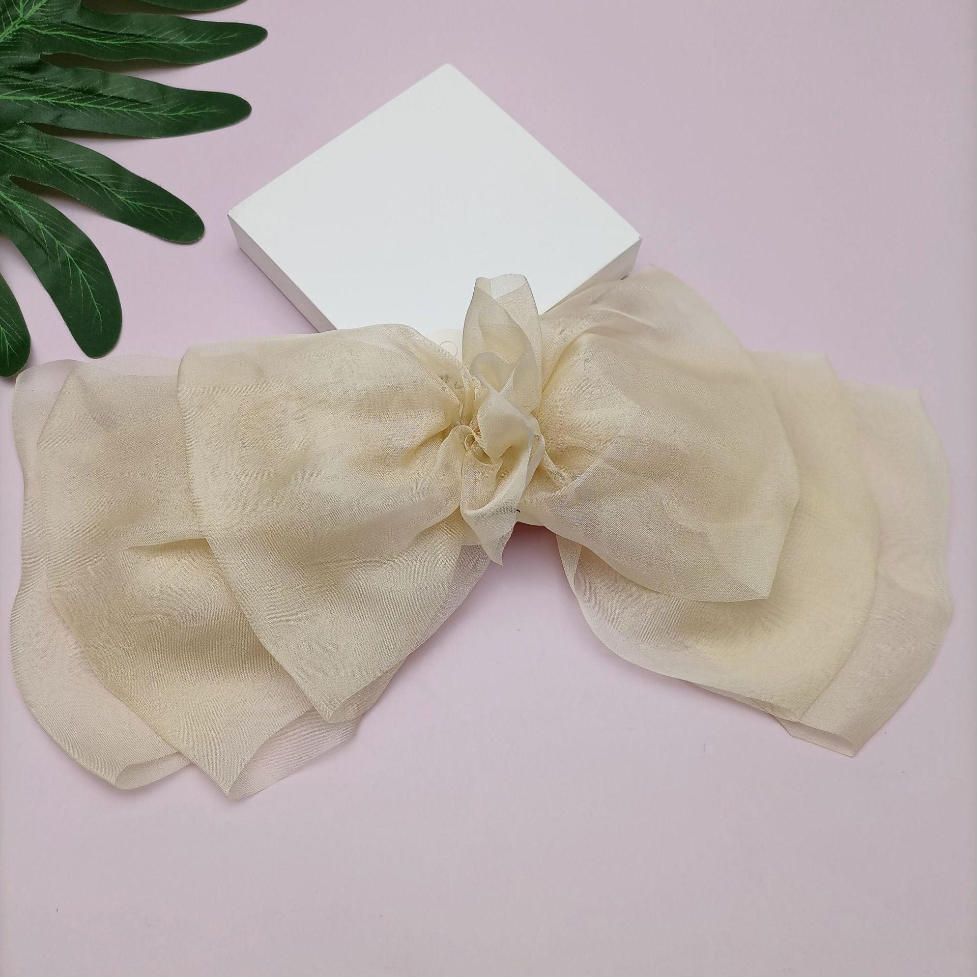 Embroidered lace, chiffon fairy, big bow ponytail spring clip, sweet bow hair clip, net beauty designation, beauty salon, fairy essential - CHL-STORE 