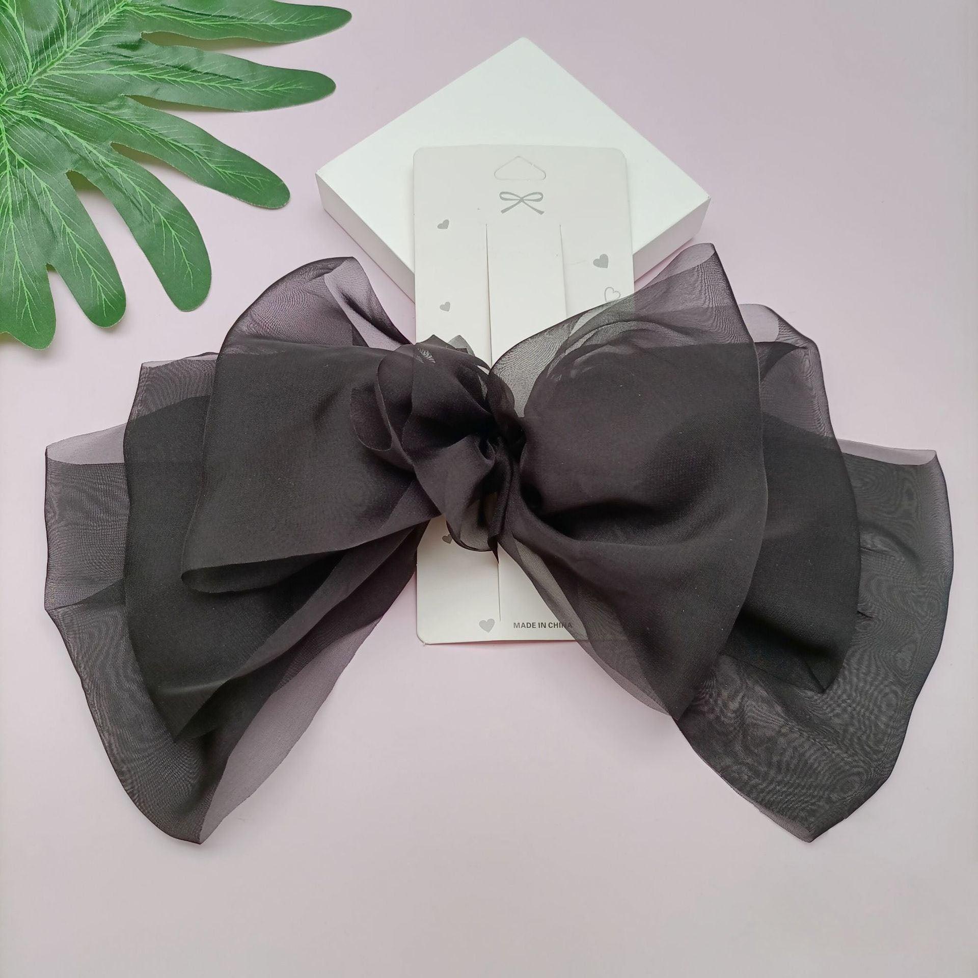 Embroidered lace, chiffon fairy, big bow ponytail spring clip, sweet bow hair clip, net beauty designation, beauty salon, fairy essential - CHL-STORE 