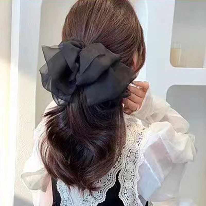 Embroidered lace, chiffon fairy, big bow ponytail spring clip, sweet bow hair clip, net beauty designation, beauty salon, fairy essential - CHL-STORE 