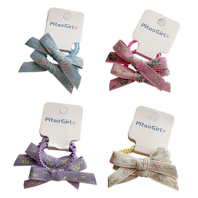 Ethnic style embroidered lady style children's pair of bow hair ties, textured hair accessories, popular hair salons, styling hair accessories - CHL-STORE 