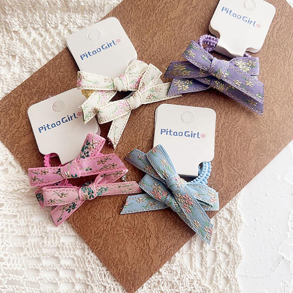 Ethnic style embroidered lady style children's pair of bow hair ties, textured hair accessories, popular hair salons, styling hair accessories - CHL-STORE 