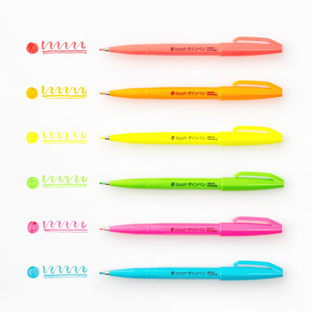 Pentel TOUCH BRUSH UP 6-color group 12-color group new color soft painting pen art pen color pen painting SES15C - CHL-STORE 