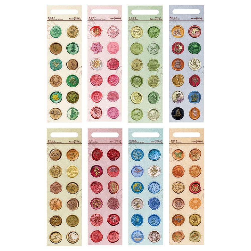 Good day, sealing wax stickers, fire paint glue, wax sealing stickers, gift ideas, material collage, decorative handbook, handmade DIY - CHL-STORE 