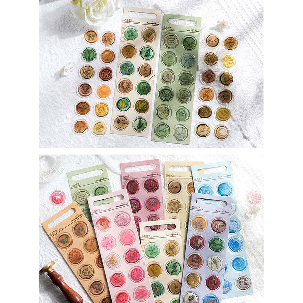 Good day, sealing wax stickers, fire paint glue, wax sealing stickers, gift ideas, material collage, decorative handbook, handmade DIY - CHL-STORE 
