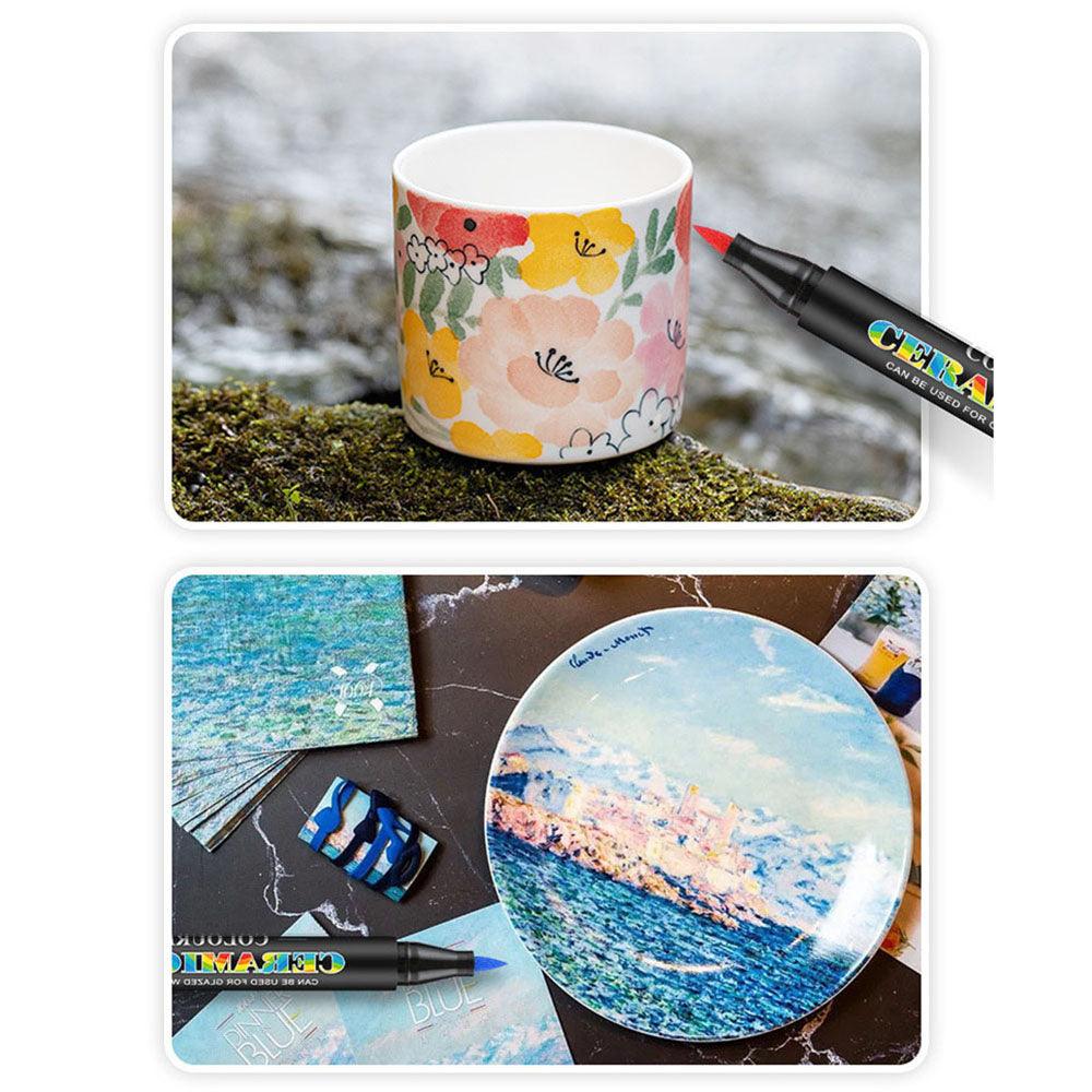 Guangna ceramic painting pens, soft painting pens, 12 colors, creative glass graffiti, DIY production, color brushes - CHL-STORE 