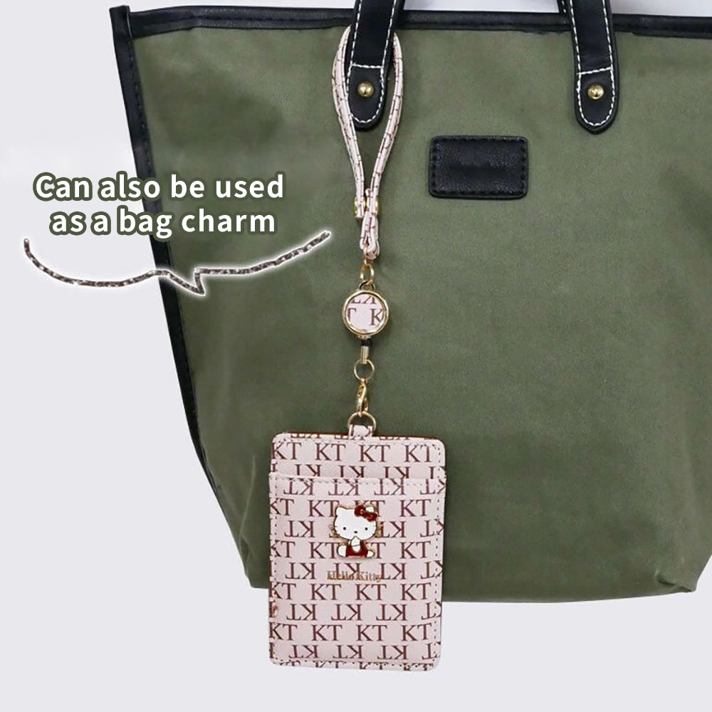 Kuromi Chic Sanrio Leather Card Holder with Telescopic Coil