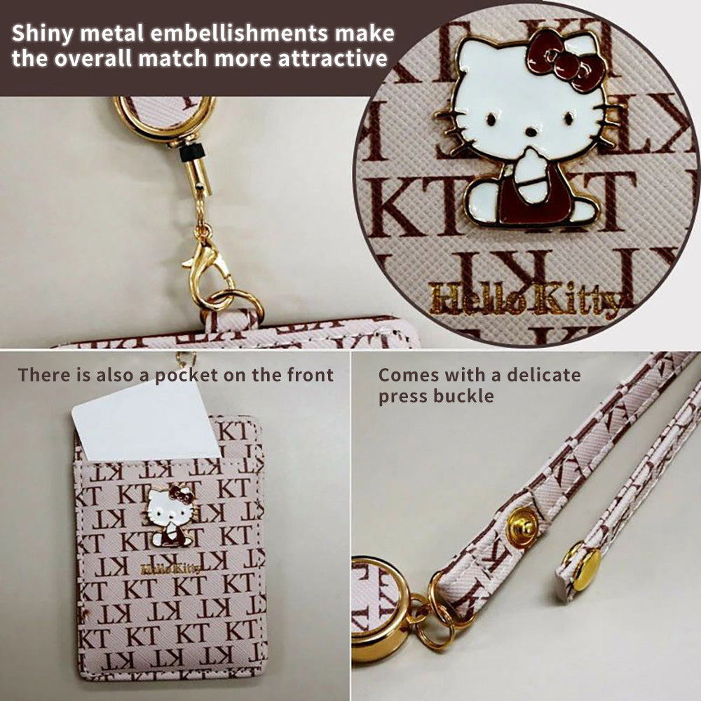 Kuromi Chic Sanrio Leather Card Holder with Telescopic Coil