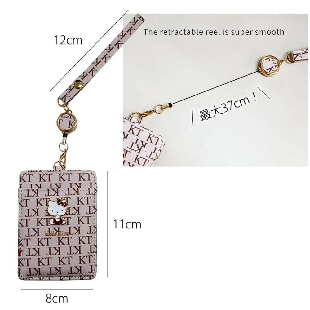 Kuromi Chic Sanrio Leather Card Holder with Telescopic Coil