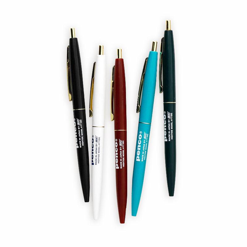 HIGHTIDE PENCO 0.5MM Press Ballpoint Pen FT190 Black / Green / Turquoise Blue / White / Wine Red - CHL-STORE 