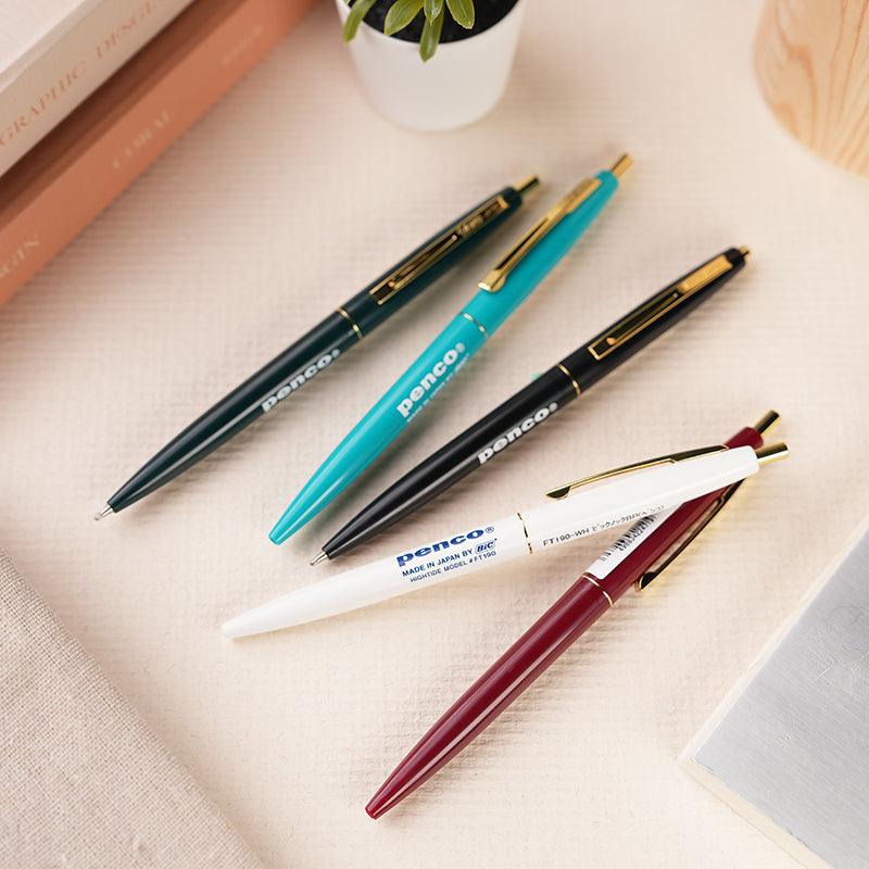 HIGHTIDE PENCO 0.5MM Press Ballpoint Pen FT190 Black / Green / Turquoise Blue / White / Wine Red - CHL-STORE 