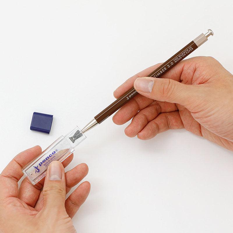 HIGHTIDE PENCO short-axis drawing hexagonal rod aluminum 2.0mm automatic pencil brown mint green free special sharpener school supplies - CHL-STORE 