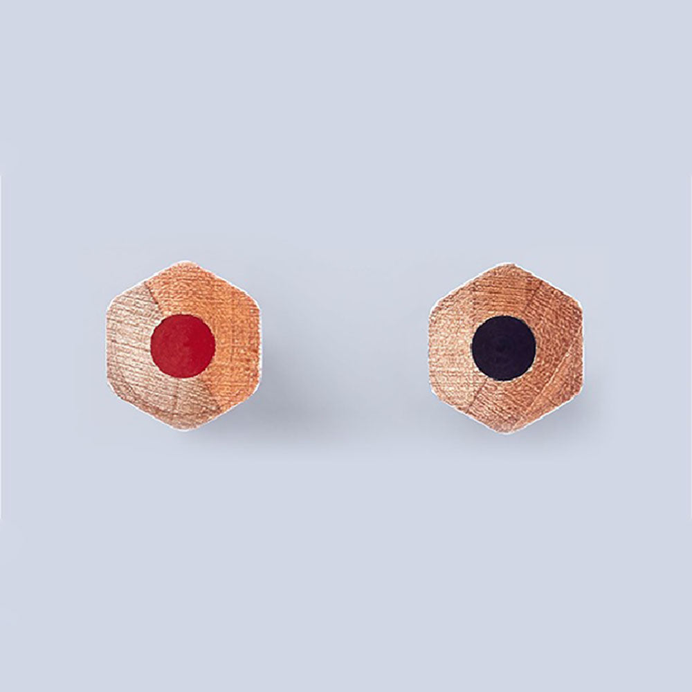 Uni Color Pencils for Learning – Red & Blue | Hexagonal Grip for Kids | Name Label Area KGMYAKAO