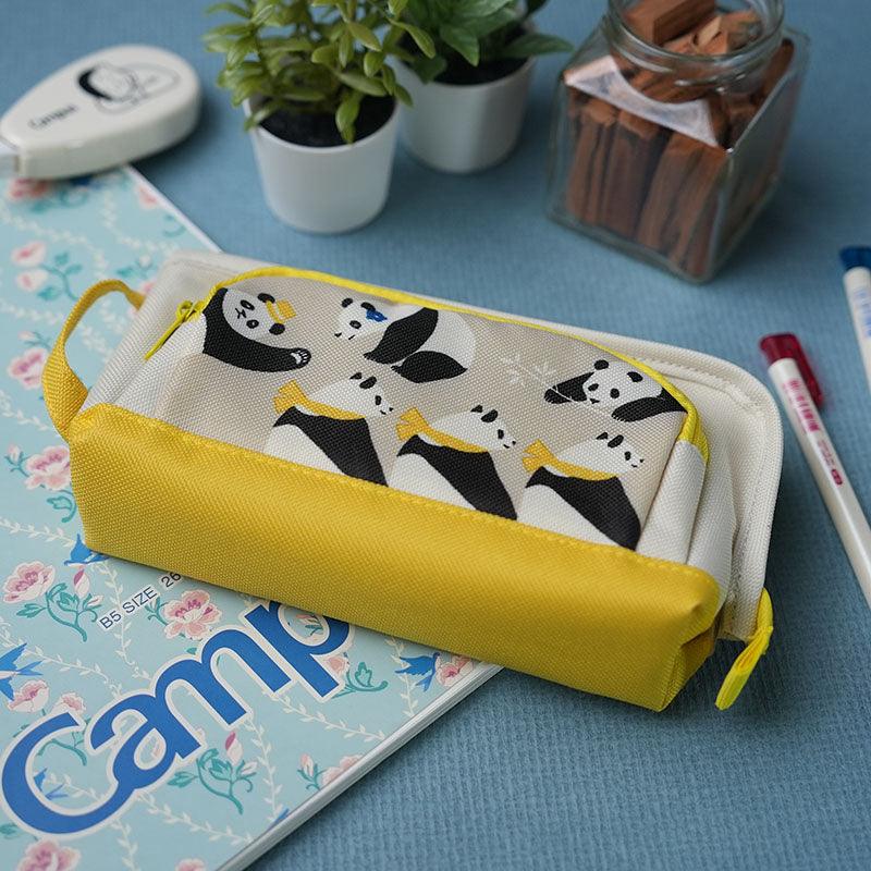 Japan KOKUYO Guoyu panda pencil bag large capacity bag storage bag pencil bag cute simple student stationery box - CHL-STORE 