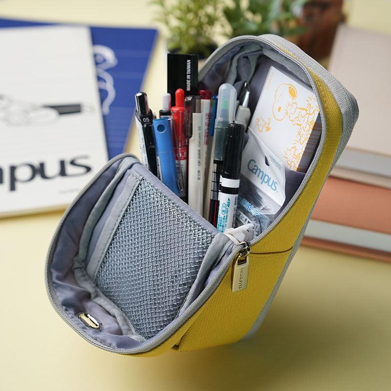 Japan KOKUYO Pencil Case Mobile Standing Large Capacity Multifunctional Storage Pencil Case Light Gray Light Blue Light Purple Yellow Pen Holder Universal Bag -WSG-PC173 - CHL-STORE 