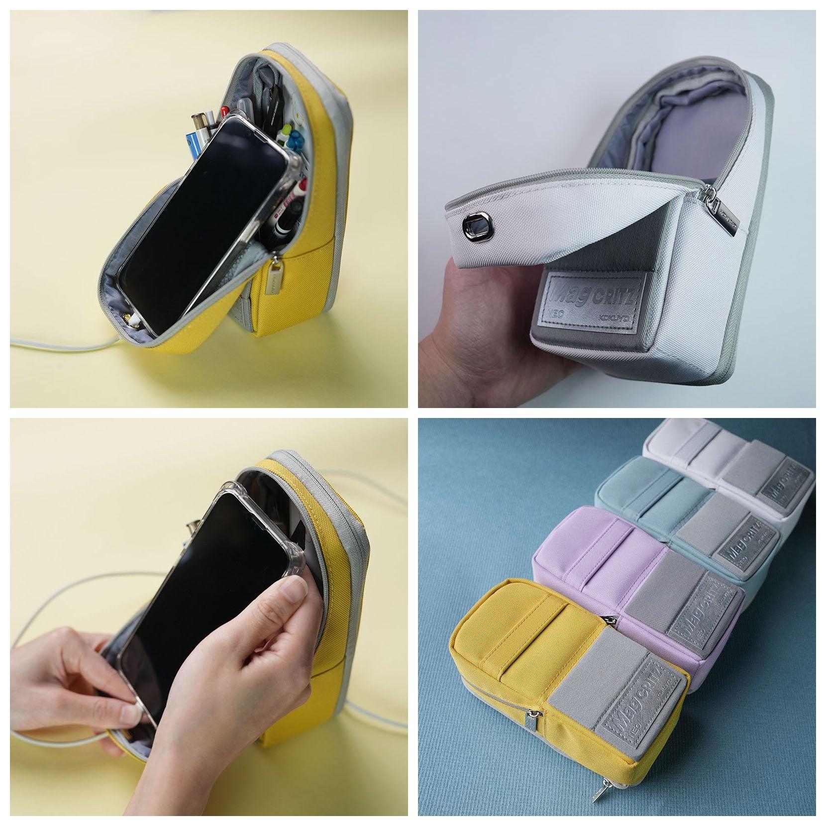 Japan KOKUYO Pencil Case Mobile Standing Large Capacity Multifunctional Storage Pencil Case Light Gray Light Blue Light Purple Yellow Pen Holder Universal Bag -WSG-PC173 - CHL-STORE 