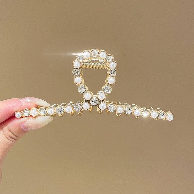 Korean Fairy French minimalist retro Metal Tassel Pearl Large Shark Clip Beauty Salon Exquisite Hair Clip Net Beauty Blonde Fashion Accessories - CHL-STORE 