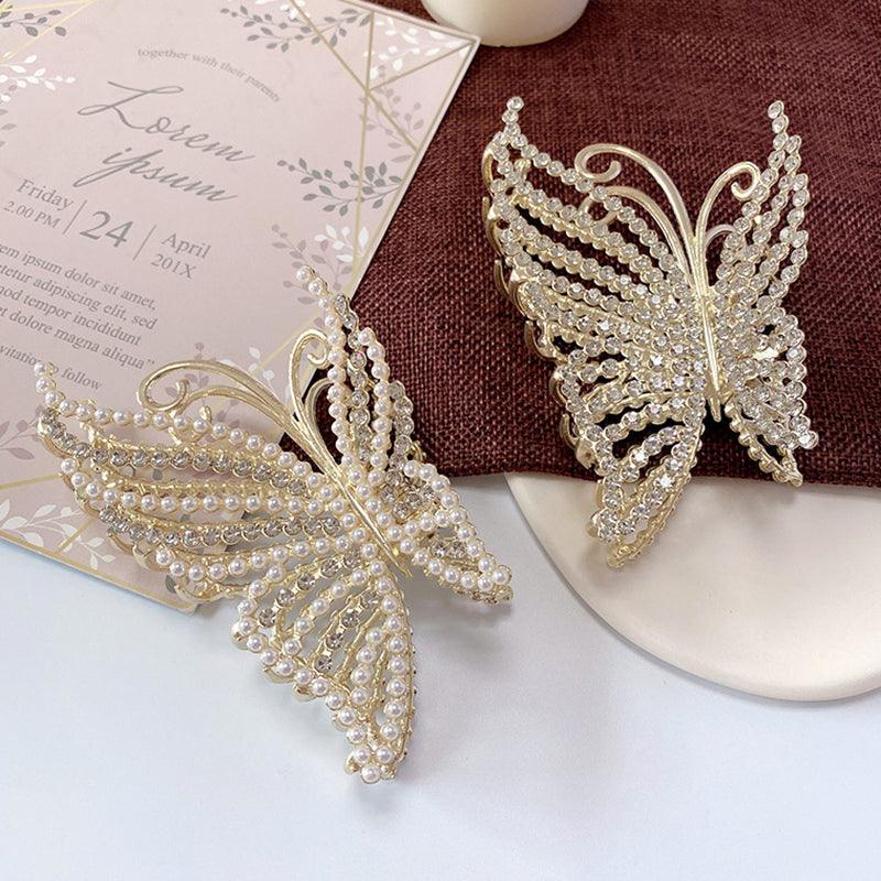Korean Fairy French minimalist retro Metal Tassel Pearl Large Shark Clip Beauty Salon Exquisite Hair Clip Net Beauty Blonde Fashion Accessories - CHL-STORE 