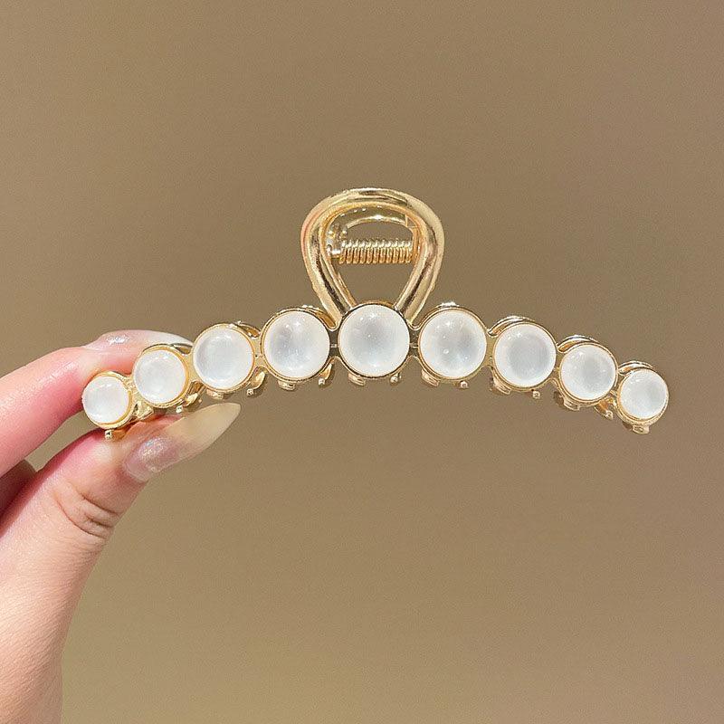 Korean Fairy French minimalist retro Metal Tassel Pearl Large Shark Clip Beauty Salon Exquisite Hair Clip Net Beauty Blonde Fashion Accessories - CHL-STORE 