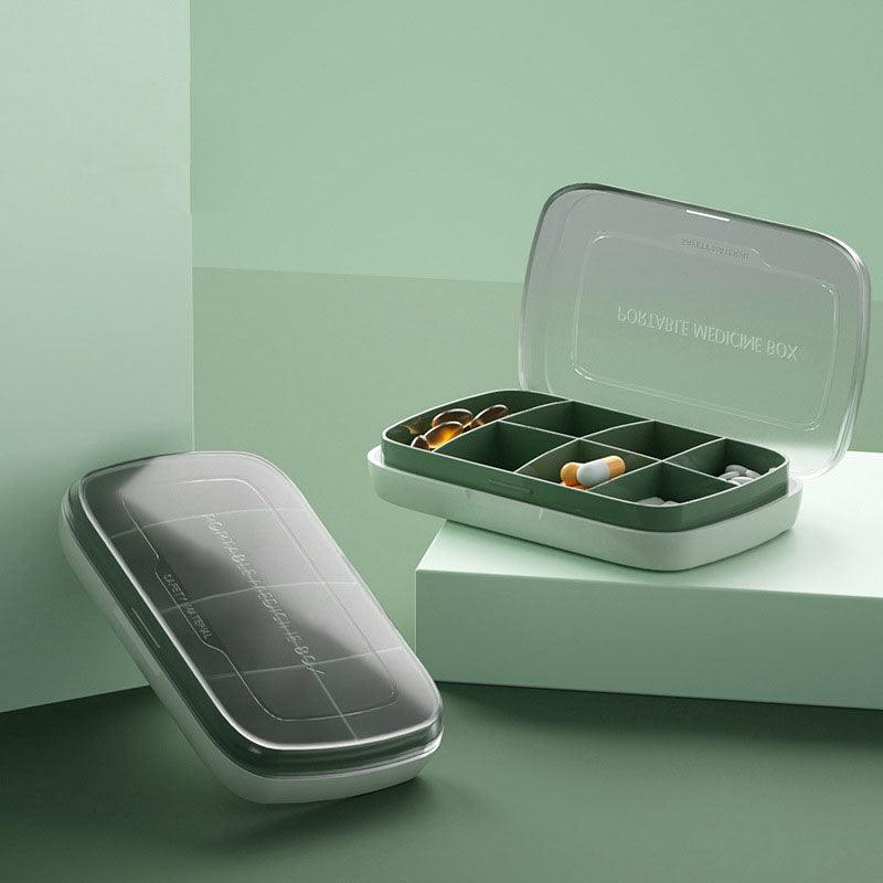 Large-capacity portable medicine health food storage sub-package box seven-compartment pill box capsule box light and stylish grass green - CHL-STORE 
