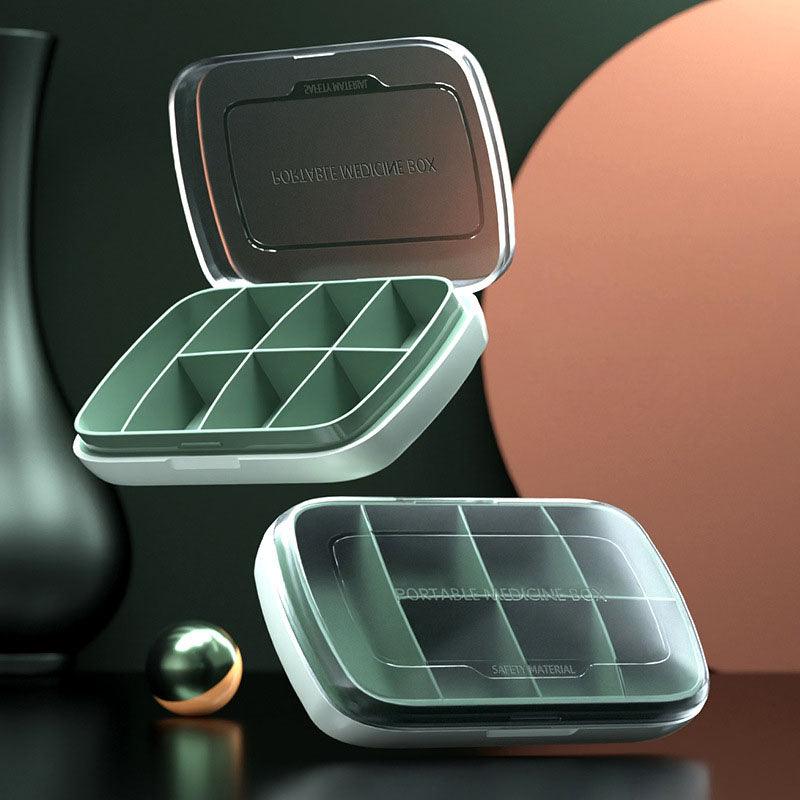 Large-capacity portable medicine health food storage sub-package box seven-compartment pill box capsule box light and stylish grass green - CHL-STORE 