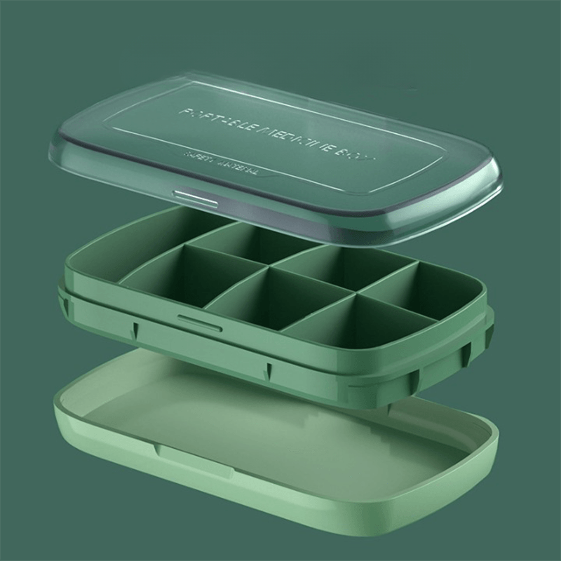 Large-capacity portable medicine health food storage sub-package box seven-compartment pill box capsule box light and stylish grass green - CHL-STORE 
