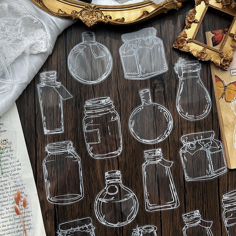 Love Words in a Bottle Series Handbook Stickers Cute Children's Stickers Transparent Waterproof Pocket Creation Art Work Bottle Series NP-H7TRIA-004 - CHL-STORE 