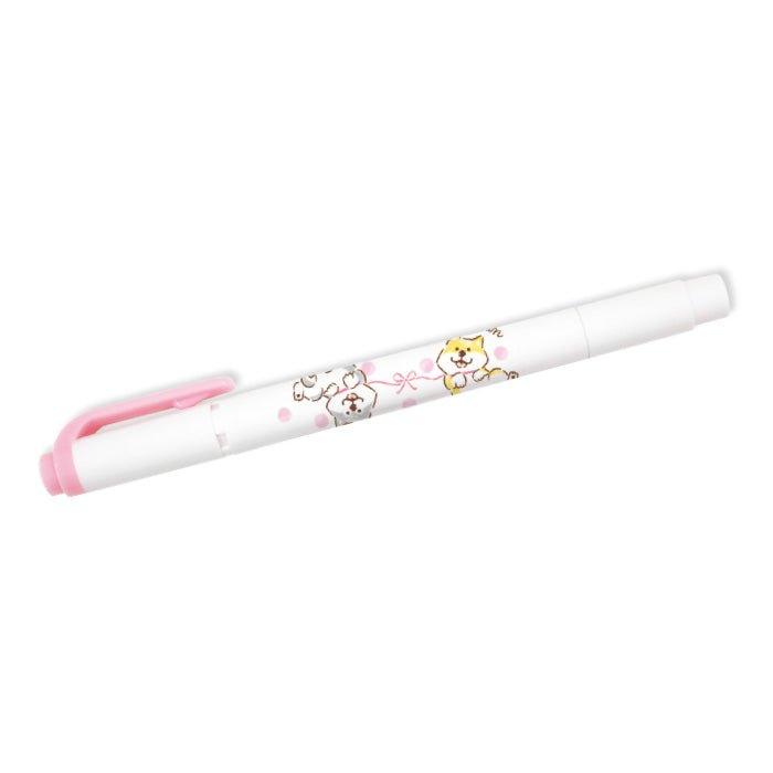 Mind Wave X Mindliner Shiba Inu Highlighter Marker Highlighter ปลายสองปลายสีชมพูสีม่วงสีเขียวสีเขียวสีเขียว