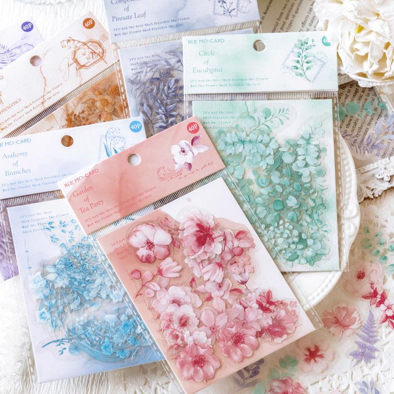 Momo Retro Plants Flowing Light Series Waterproof Pocket Material Decorative Stickers Life Small Objects Adhesive Decoration Exquisite Stickers - CHL-STORE 