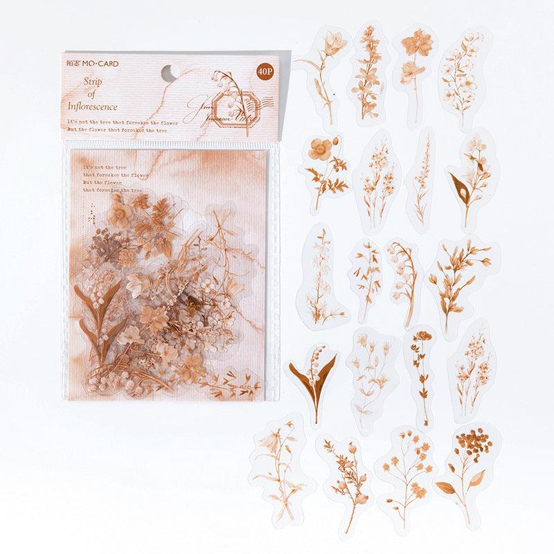 Momo Retro Plants Flowing Light Series Waterproof Pocket Material Decorative Stickers Life Small Objects Adhesive Decoration Exquisite Stickers - CHL-STORE 