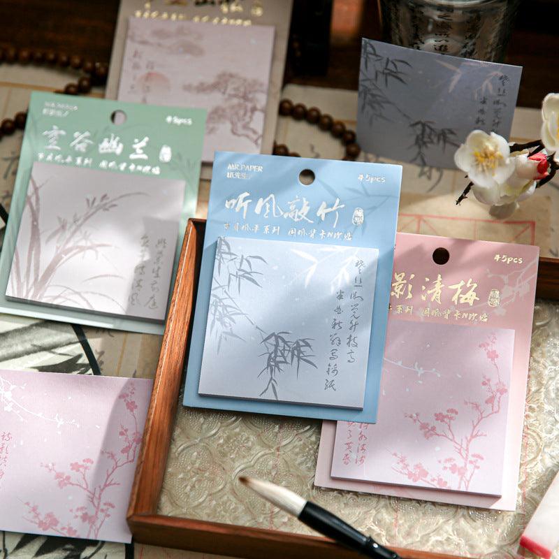 Mr. Paper Years and Winds Series N Times Paste Antique Student Handwritten Message Blessing Post-it Note Orchid, Mangosteen, Qingmei, Knocking Bamboo, Note Paper, Material Paper, Scrapping DIY, Office Stationery, School and Daily Supplies - CHL-STORE 