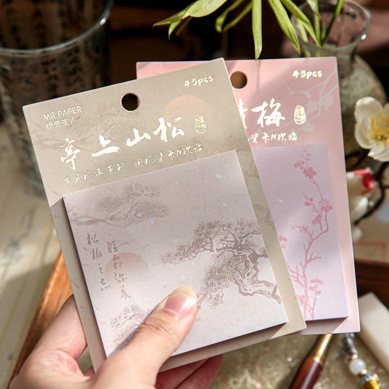 Mr. Paper Years and Winds Series N Times Paste Antique Student Handwritten Message Blessing Post-it Note Orchid, Mangosteen, Qingmei, Knocking Bamboo, Note Paper, Material Paper, Scrapping DIY, Office Stationery, School and Daily Supplies - CHL-STORE 
