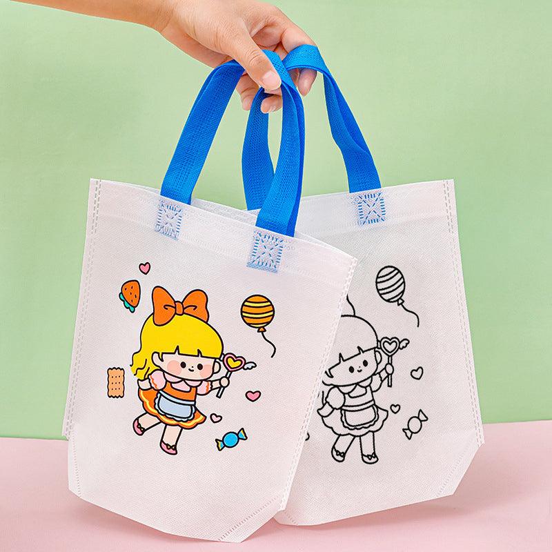 Non-woven fabric DIY graffiti coloring tote bag creative hand-made art graffiti storage portable - CHL-STORE 