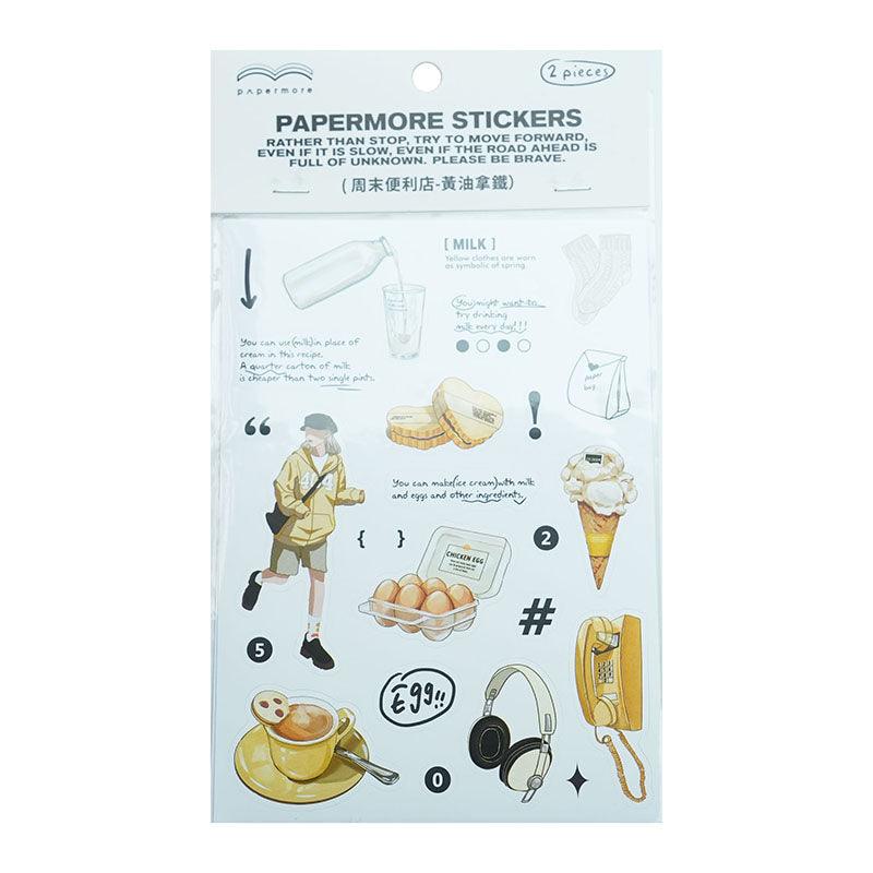 PaperMore Self-adhesive Sticker Weekend Convenience Store Pocket Material DIY Pocket Collage Decorative Material Hand-painted Style - CHL-STORE 