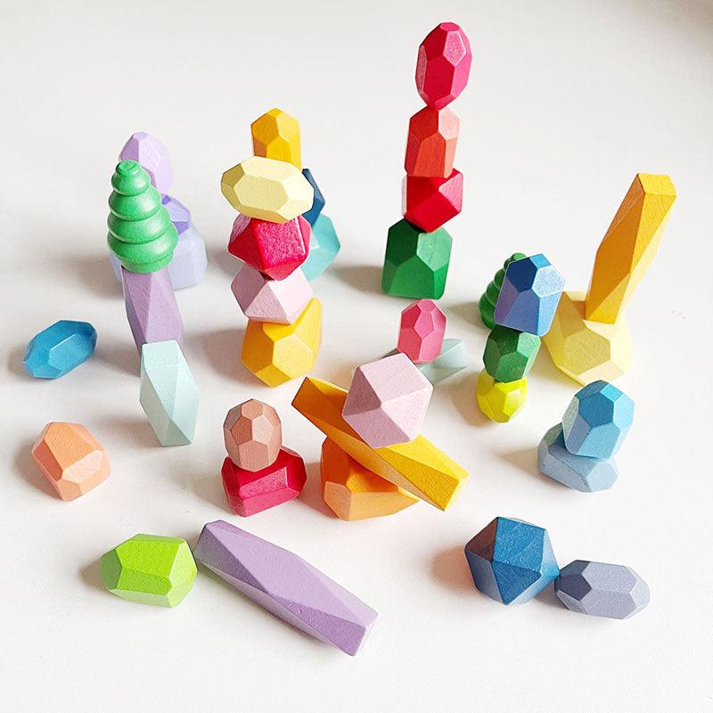 Patience and concentration education colorful wooden stacking stones 38 groups / 36 grains of beech stacking stones wooden nine-nine multiplication building blocks colorful puzzle games learning aids - CHL-STORE 