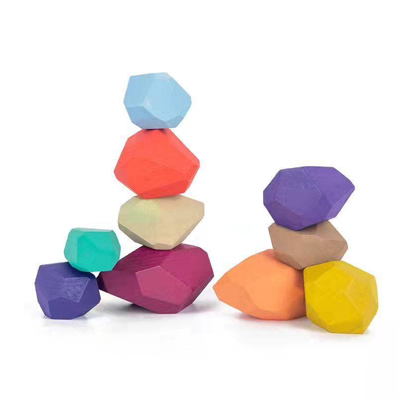 Patience and concentration education colorful wooden stacking stones 38 groups / 36 grains of beech stacking stones wooden nine-nine multiplication building blocks colorful puzzle games learning aids - CHL-STORE 