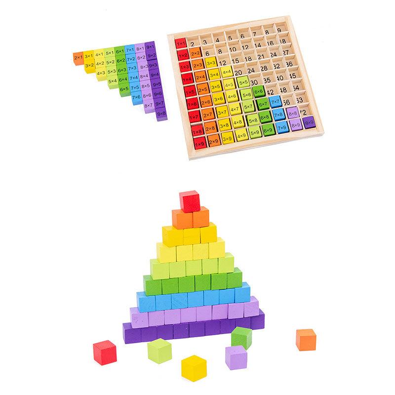 Patience and concentration education colorful wooden stacking stones 38 groups / 36 grains of beech stacking stones wooden nine-nine multiplication building blocks colorful puzzle games learning aids - CHL-STORE 