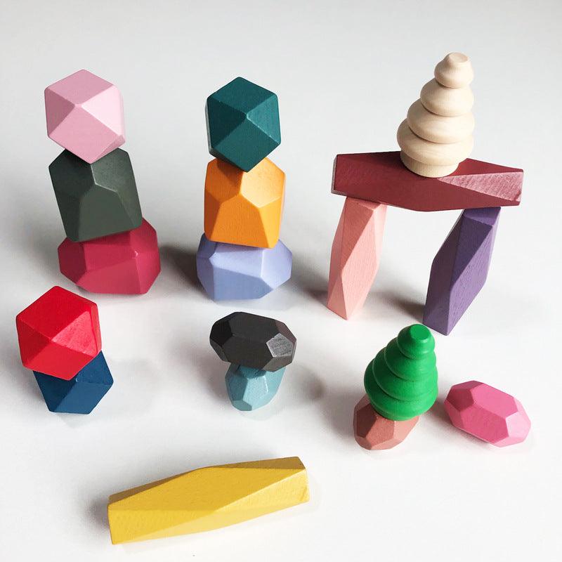 Patience and concentration education colorful wooden stacking stones 38 groups / 36 grains of beech stacking stones wooden nine-nine multiplication building blocks colorful puzzle games learning aids - CHL-STORE 