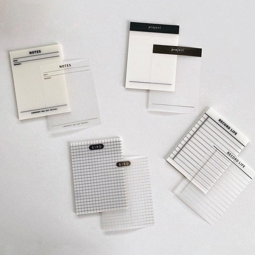 PET multi-functional black and white simple project series translucent sticky notes can be pasted repeatedly waterproof sticky notes office school supplies record messages - CHL-STORE 